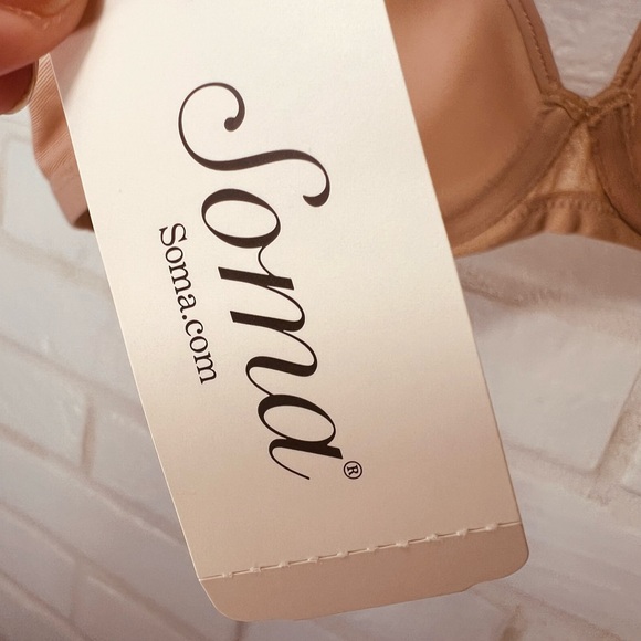 NWT Soma Lightest Lift Lined Demi Underwire Lace Bra 32 B Light Tan Nude #0302 - Picture 9 of 14